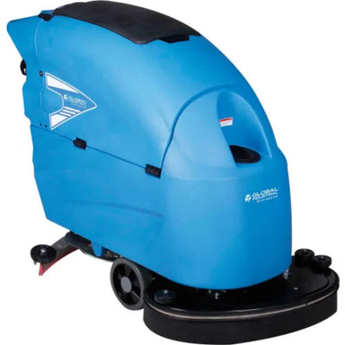 Global Industrial commercial floor care machine in blue and black, shown on a white background.