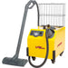 Vapamore steam cleaner with a gray hose, floor attachment, and wire basket on a white background.